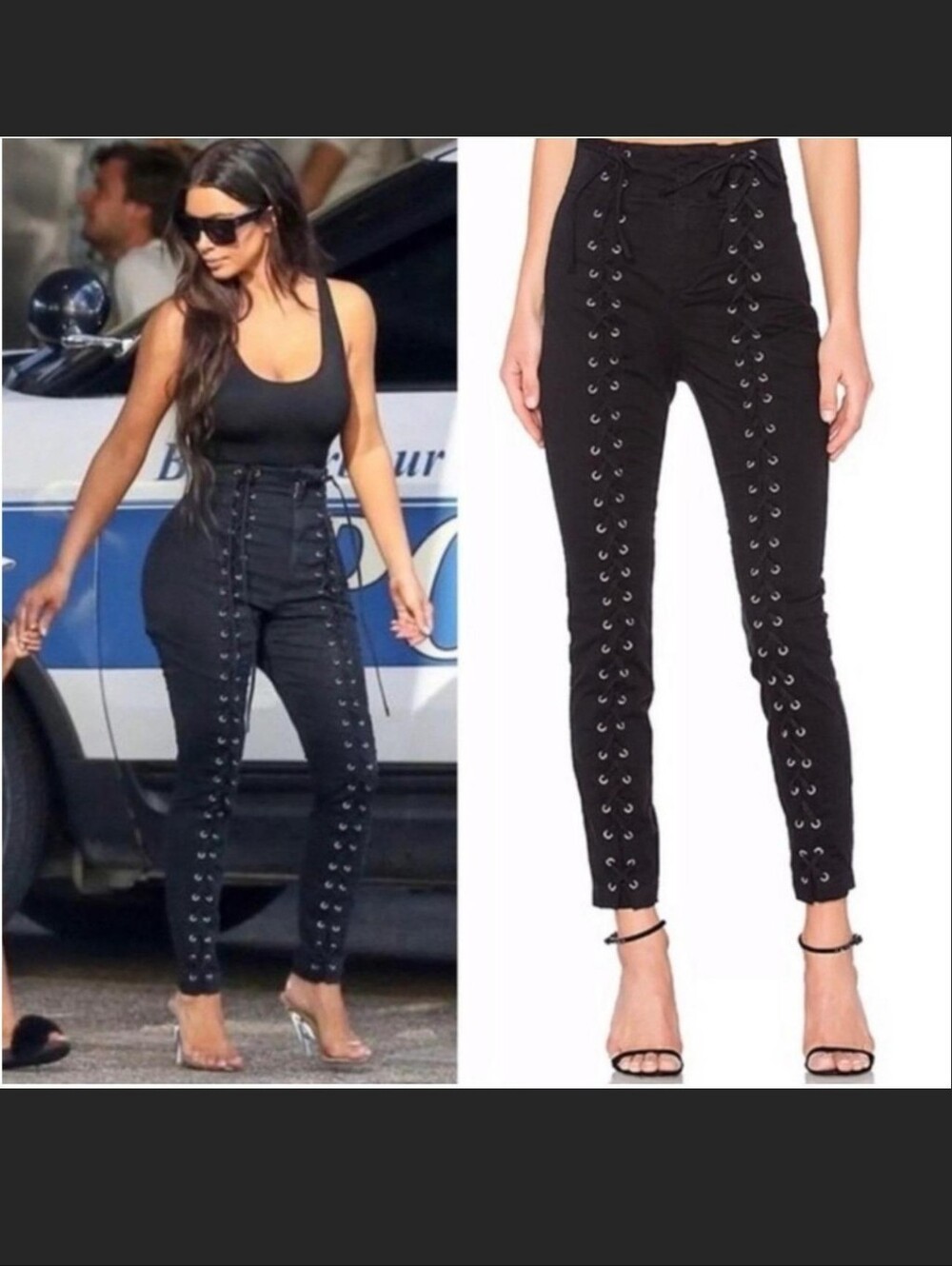 A.L.C High-Waist Lace-Up Skinny Pants - Black Size 4